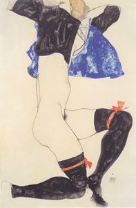 Desnudo acostado con medias negras de Egon Schiele
